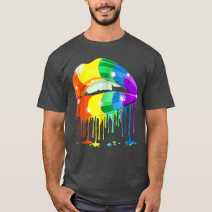 T-shirt Rainbow Lips LGBT Pride Gay Homoseuse Lesbienne