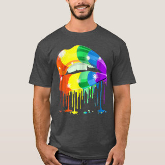 T-shirt Rainbow Lips LGBT Pride Gay Homoseuse Lesbienne