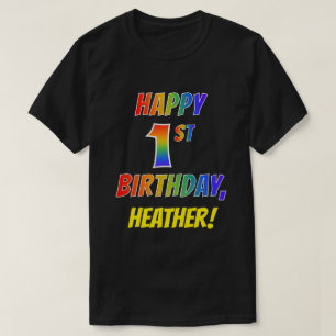 T-shirt Rainbow Look HAPPY 1ER ANNIVERSAIRE + Nom personna