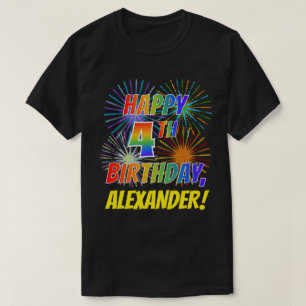 T-shirt Rainbow Look HAPPY 4E ANNIVERSAIRE; Fireworks + No