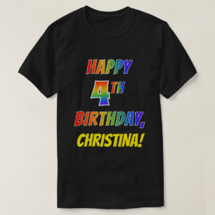 T-shirt Rainbow Look HAPPY 4E ANNIVERSAIRE + Nom personnal
