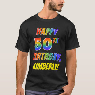 T-shirt Rainbow Look HAPPY 50E ANNIVERSAIRE + Nom personna