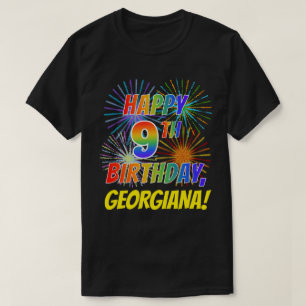 T-shirt Rainbow Look HAPPY 9E ANNIVERSAIRE; Fireworks + No