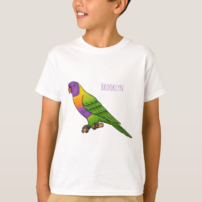 T-shirt Rainbow lorikeet bird cartoon illustration  (Devant)