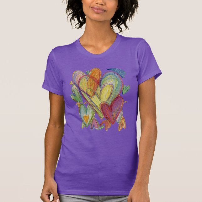 T-shirt Rainbow Loss Hearts Art Custom Shirts (Devant)