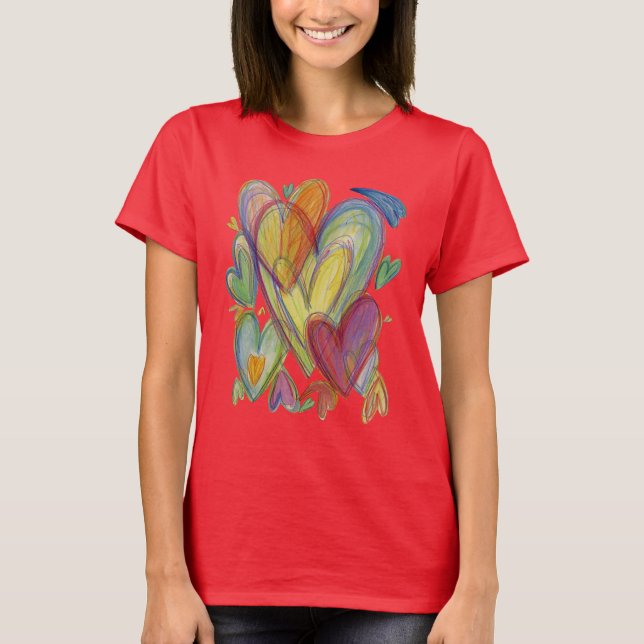 T-shirt Rainbow Loss Hearts Art Custom Shirts (Devant)