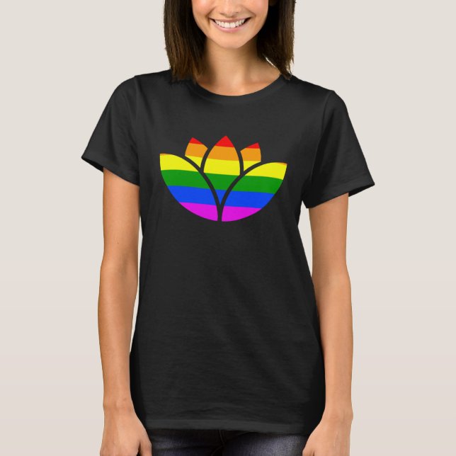 T-shirt Rainbow Lotus Flower Yoga Namaste Meditation Women (Devant)