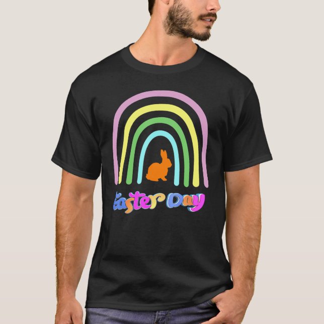 T-shirt Rainbow Love Pâques Bunny Leopard Graphisme Pâques (Devant)