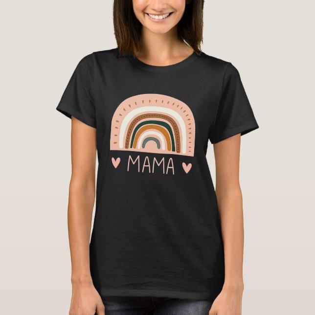 T-shirt Rainbow Mama V Neck  Boho Style Teacher for Mom (Devant)