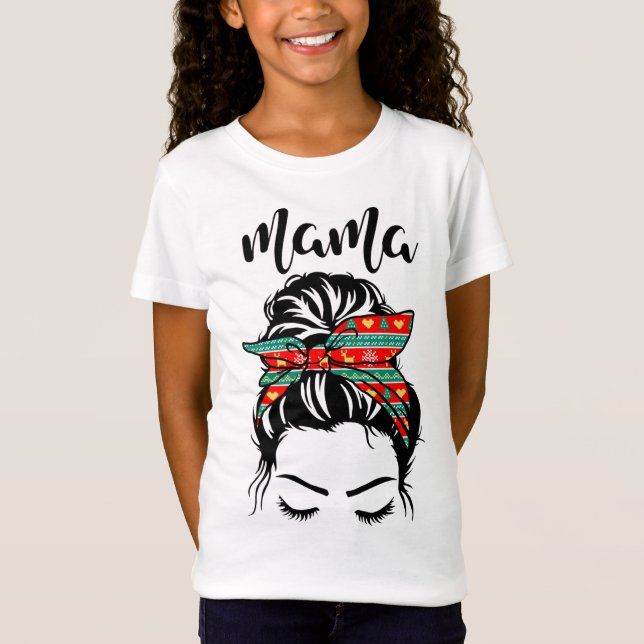 T-Shirt Rainbow Maman Noël Amour Rouge Plaid (Devant)