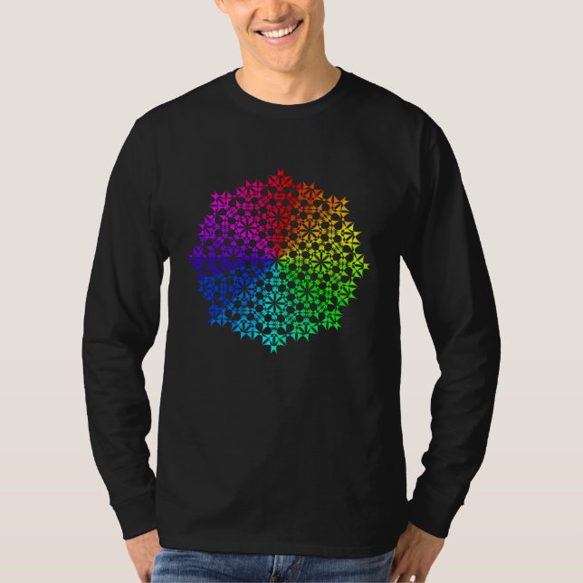 T-shirt Rainbow Mandala Lotus Flower Sacred Geometry Yoga  (Devant)