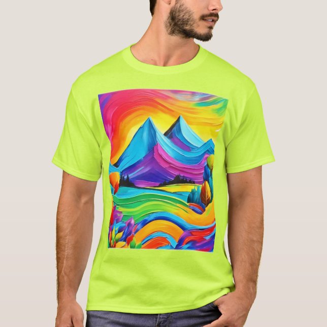T-shirt Rainbow Mountain Majesty Art (Devant)