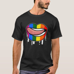T-shirt Rainbow Mouth lèvres LGBT Lesbian Gay Bisexual Tra