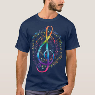 T-shirt Rainbow Music Notes Treble Clef