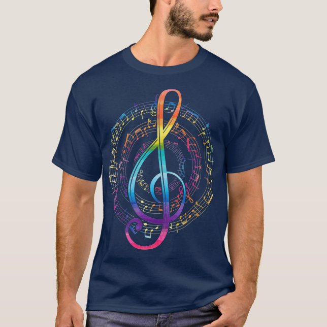 T-shirt Rainbow Music Notes Treble Clef (Devant)