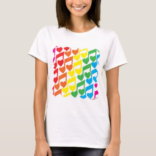 T-shirt Rainbow Musical Notes Cute Retro Motif