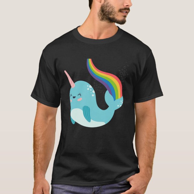 T-shirt Rainbow Narwhal for Girls Cute Narwhale Graphic (Devant)