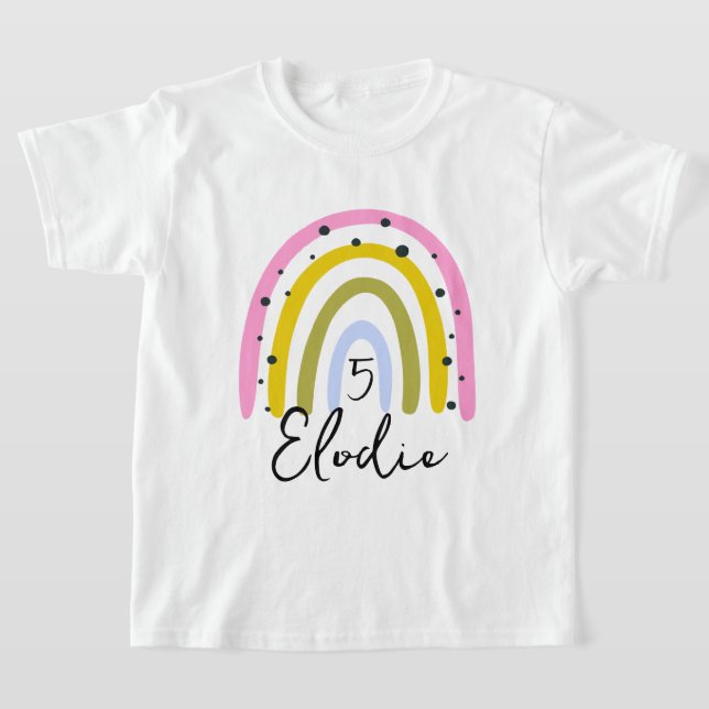 T-shirt Rainbow Personalized Name Birthday Number Custom G (Poser)