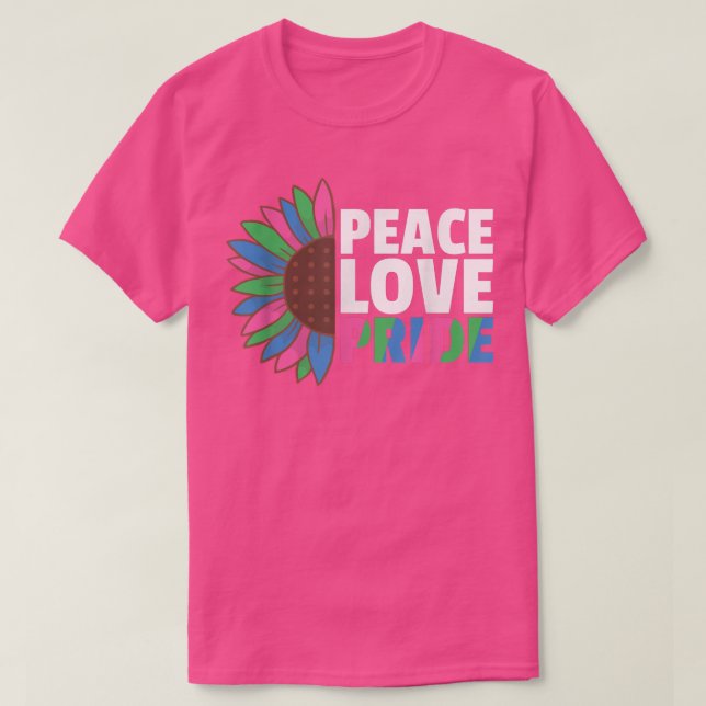 T-shirt Rainbow Polyseual Flag Pride Lgbtq Sunflower  (Design devant)