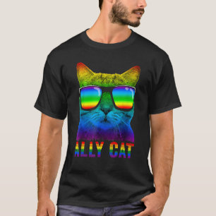 T-shirt Rainbow Pride Drapeau Ally Chat LGBT Gay Boys Homm