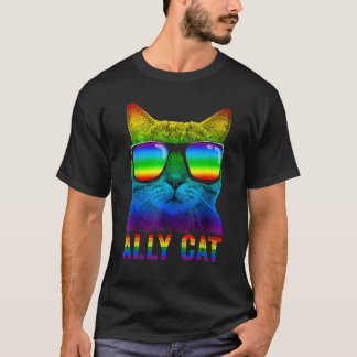 T-shirt Rainbow Pride Drapeau Ally Chat LGBT Gay Boys Homm