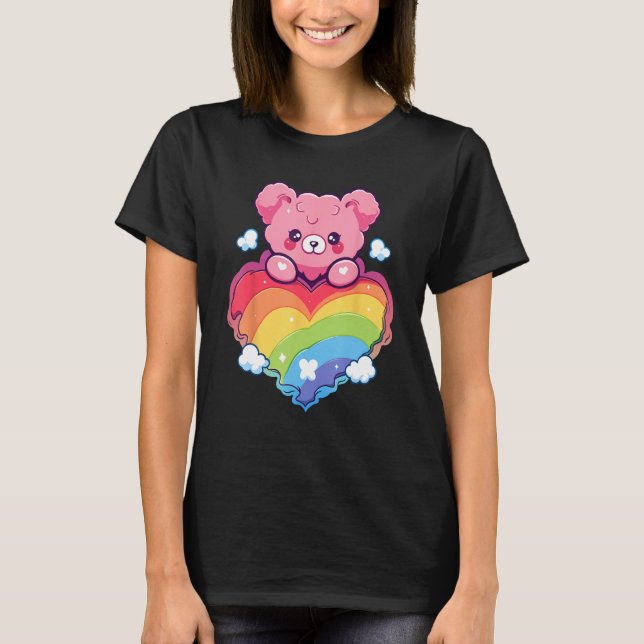 T-shirt Rainbow Pride Teddy Bear LGBTQ+ Gay Lesbian Queer  (Devant)