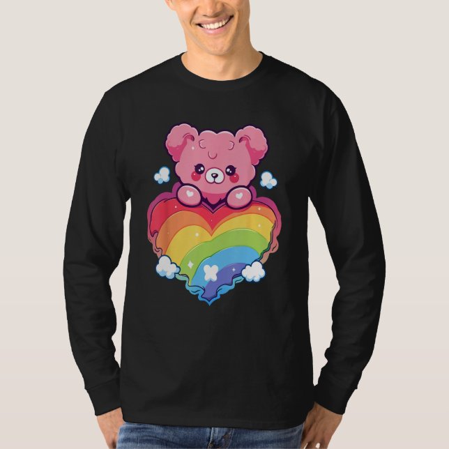 T-shirt Rainbow Pride Teddy Bear LGBTQ+ Gay Lesbian Queer  (Devant)