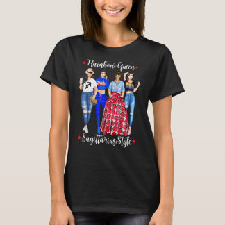 T-shirt Rainbow Queen Lbgtq Zodiac Sagittaire Décembre Bi