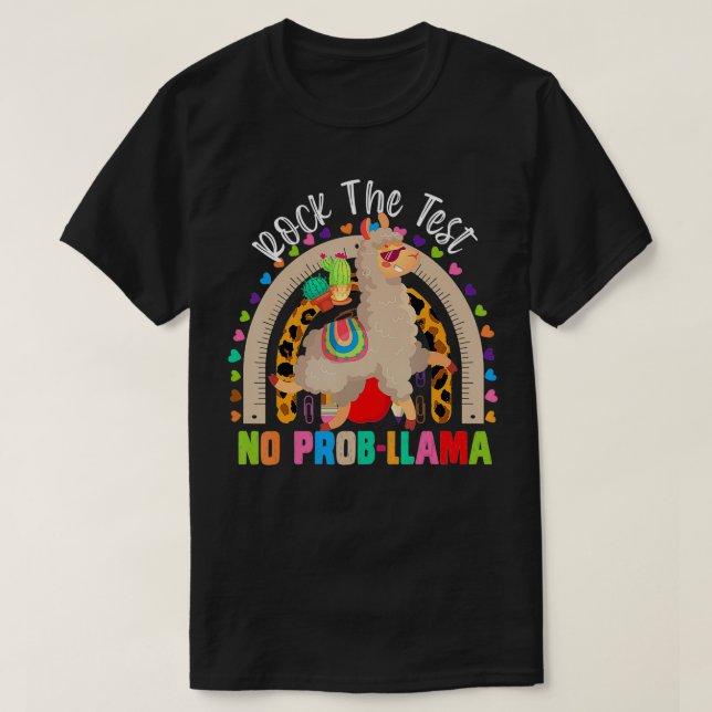 T-shirt Rainbow Rock The Test No Prob Llama Témoin de l'en (Design devant)