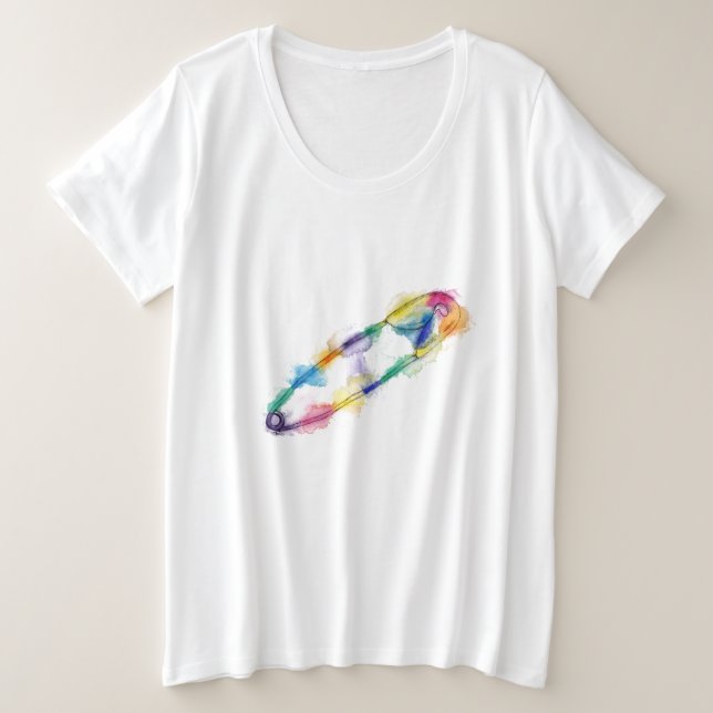 T-shirt Rainbow Safety Pin Plus Taille (Design devant)
