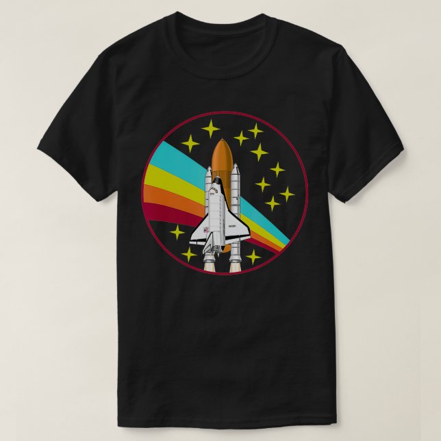 T-shirt Rainbow Space Shuttle Rocket Launch (Design devant)