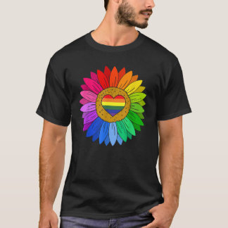 T-shirt Rainbow Sunflower Love Is Love LGBT Gay Lesbian Pr