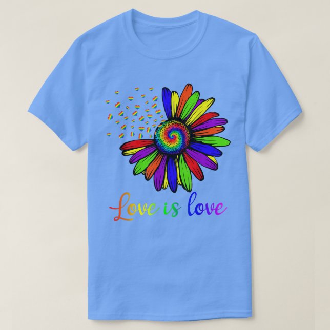 T-shirt Rainbow Sunflower Love Is Love LGBT Gay Lesbian Pr (Design devant)