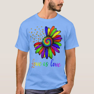 T-shirt Rainbow Sunflower Love Is Love LGBT Gay Lesbian Pr