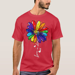 T-shirt Rainbow Sunflower Love Is Love LGBT Gay Lesbian Pr