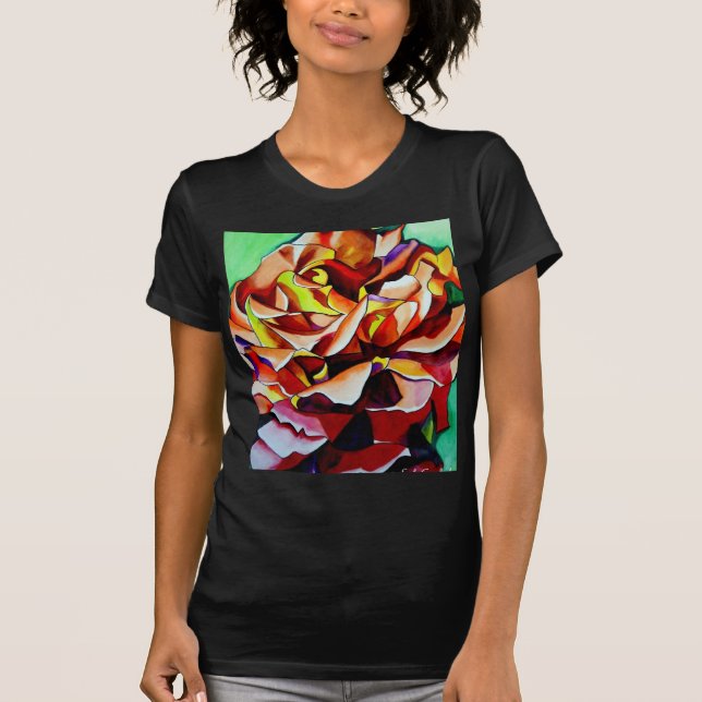 T-shirt Rainbow Sunset Rose watercolor original (Devant)
