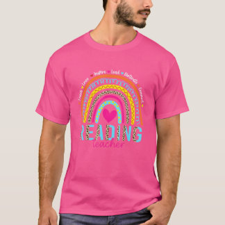 T-shirt Rainbow Teach Love Inspire Reading Specialist Back