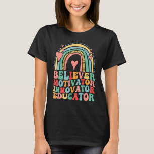 T-shirt Rainbow Teachers Retro Believer Motivator Innovato