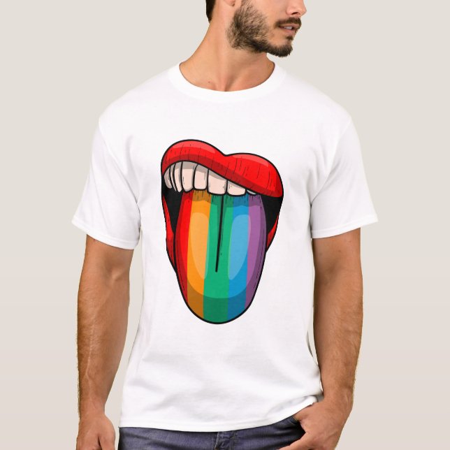 T-shirt Rainbow Tongue Pride Month LGBTQ Bold Pride Design (Devant)