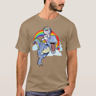 T-shirt Rainbow Unicorn équitation T rex Dinosaur Garçons 
