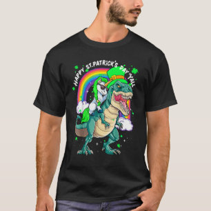T-shirt Rainbow Unicorn équitation T Rex Dinosaur Happy St