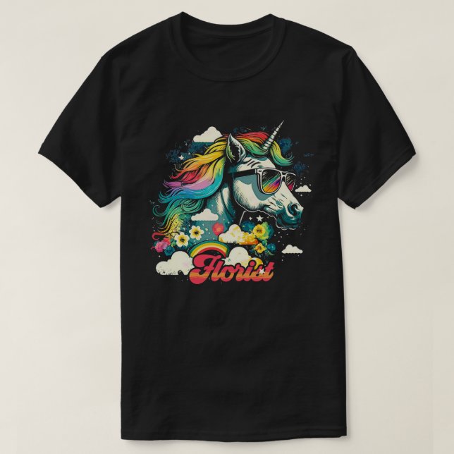 T-shirt Rainbow Unicorn Florist (Design devant)