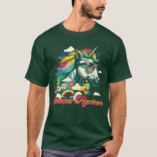 T-shirt Rainbow Unicorn Hacker éthique