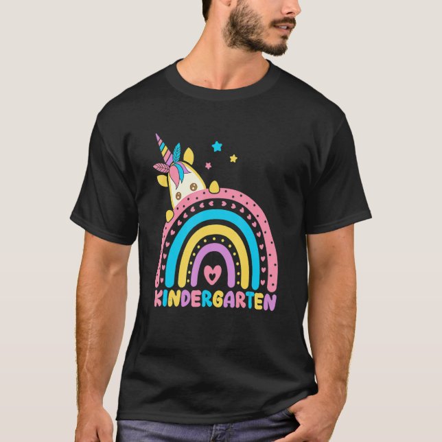 T-shirt Rainbow Unicorn Kindergarten Enseignant Premier Jo (Devant)