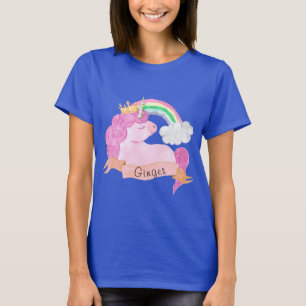 T-shirt 🌈 Rainbow Unicorn Nom personnalisé 