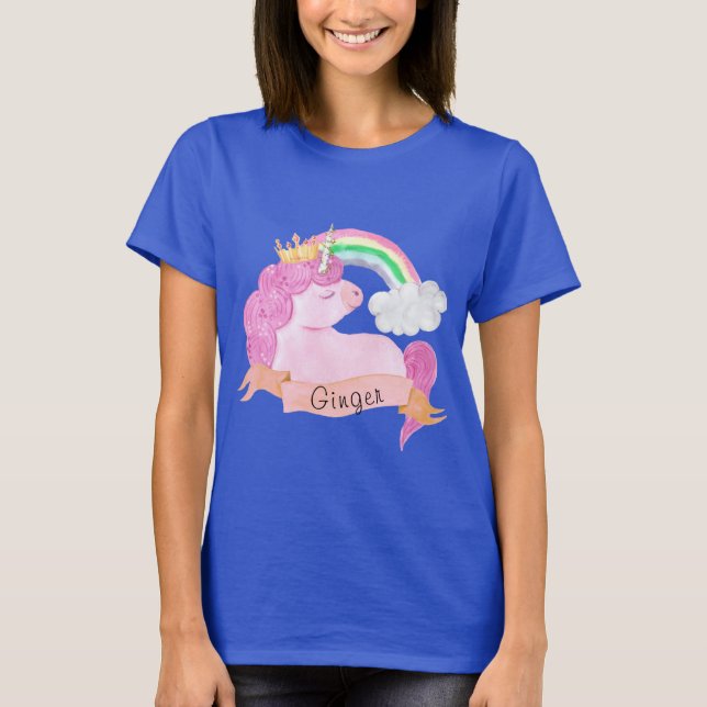 T-shirt 🌈 Rainbow Unicorn Nom personnalisé  (Devant)