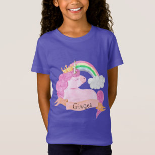 T-Shirt 🌈 Rainbow Unicorn Nom personnalisé 