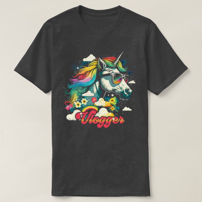 T-shirt Rainbow Unicorn Vlogger (Design devant)