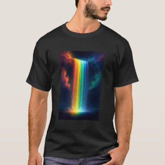 T-shirt Rainbow Waterfall at Night Fantasy Landscape Dream