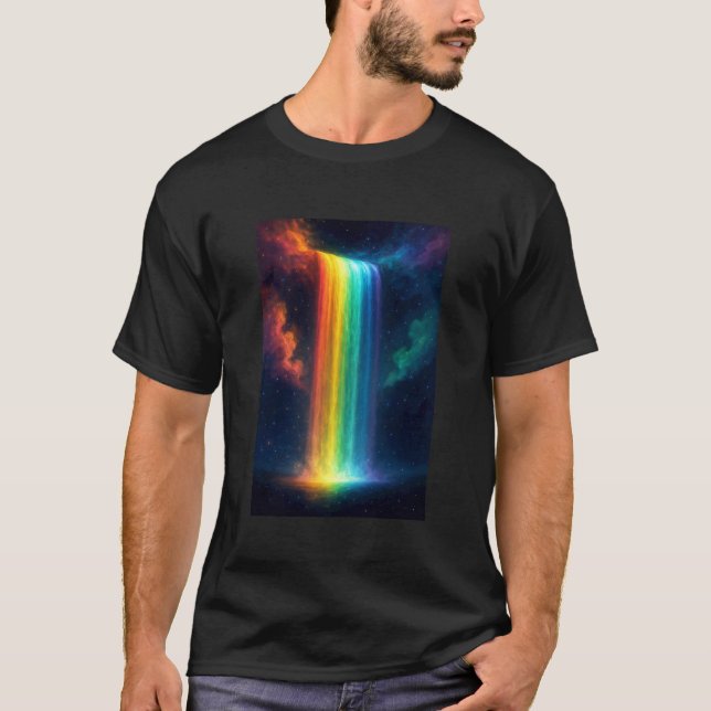 T-shirt Rainbow Waterfall at Night Fantasy Landscape Dream (Devant)